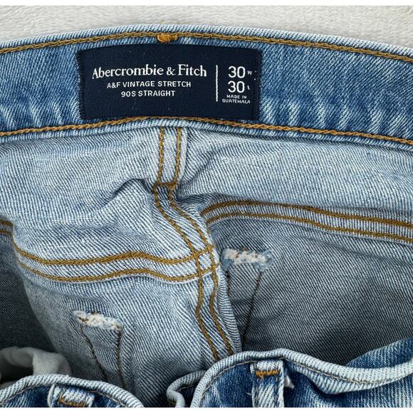 Abercrombie Fitch 90's Straight Jeans High Rise Denim 30 30x30 Vintage Stretch - Picture 6 of 11